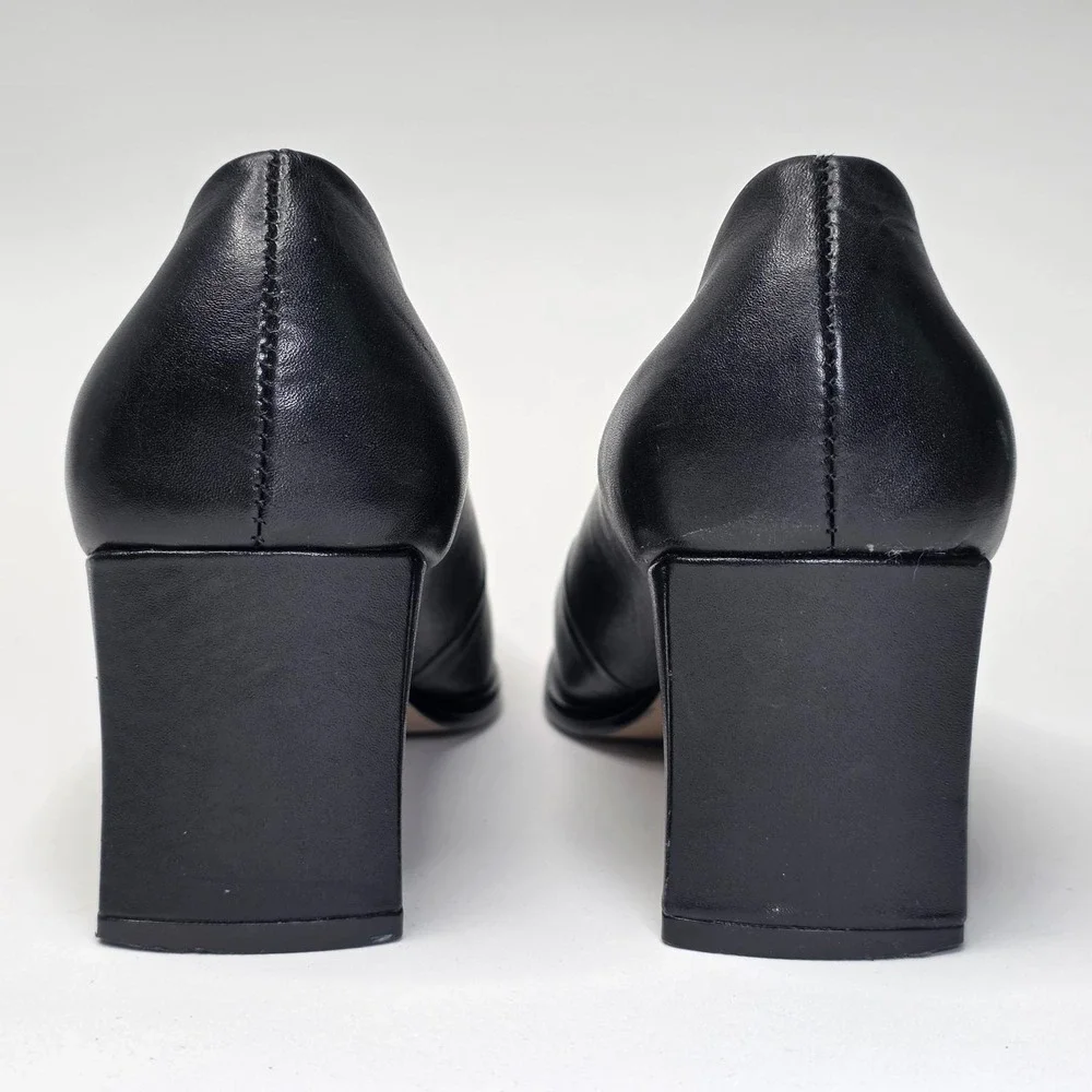 Glacee‎ Women's Heels Size 8 M Black Leather Slip On Shoes Vintage